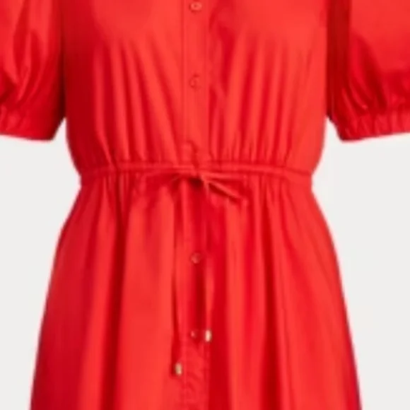 Cotton-Blend Puff-Sleeve Midi Dress